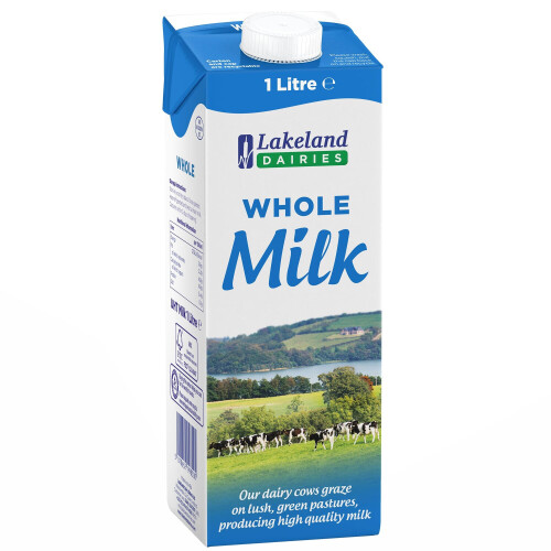 Lakeland Dairies Long-Life Whole Milk – UHT, Fully Traceable from a Farmer-Owned Co-op, 1L