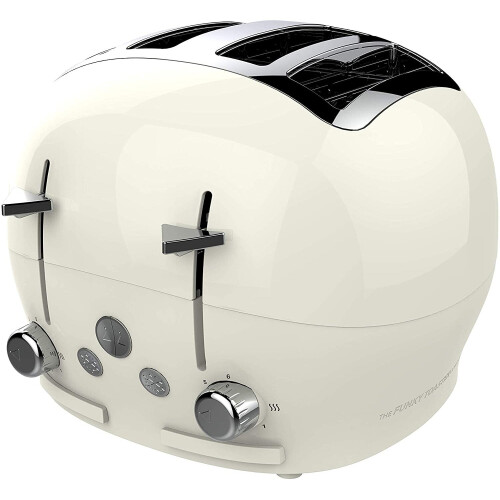 FT01CREAM Funky 4-Slice Toaster, 1850W, Cream, Stainless Steel, Deep Slots, High-Lift, Adjustable Browning