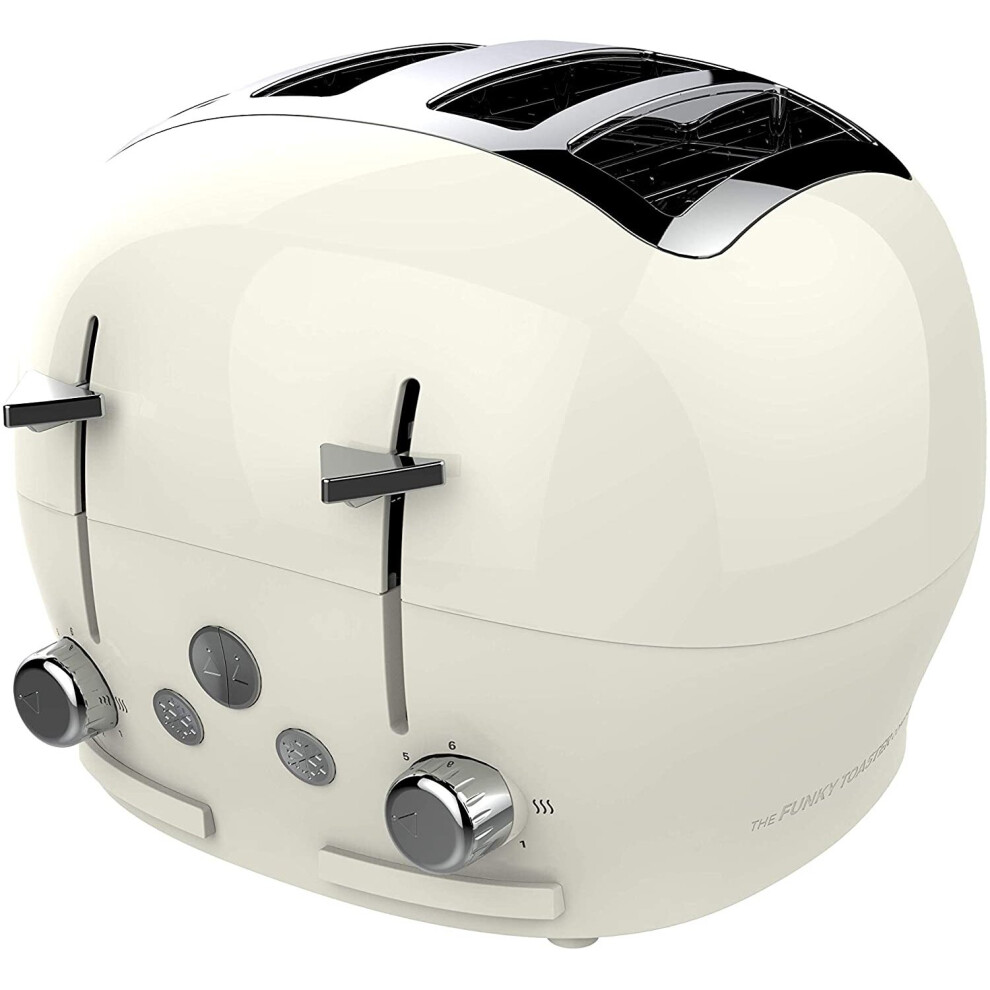 The Funky Appliance Company FT01CREAM, 4 Slice Cream Funky Toaster, 1850W