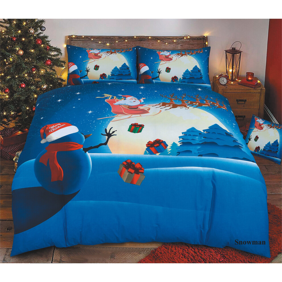 (Snowman, King) Christmas Bedding Duvet Cover Set