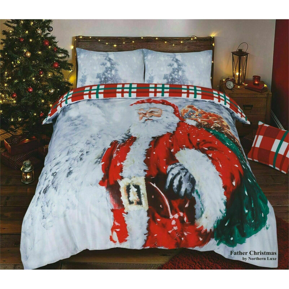 (Father Santa , Double) Christmas Bedding Duvet Cover Set