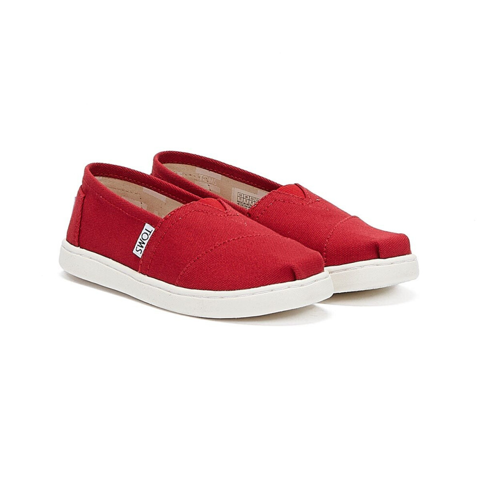 (UK 13 Kids) TOMS Youth Red Canvas Classic Espadrilles