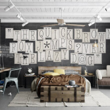 1Wall Typography Letters 64 Piece Collage Wall Paper Mural Design Home