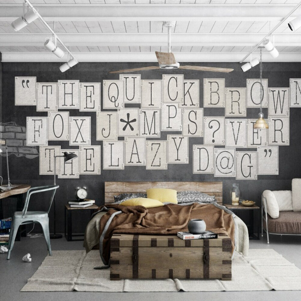 1Wall Typography Letters 64 Piece Collage Wall Paper Mural Design Home