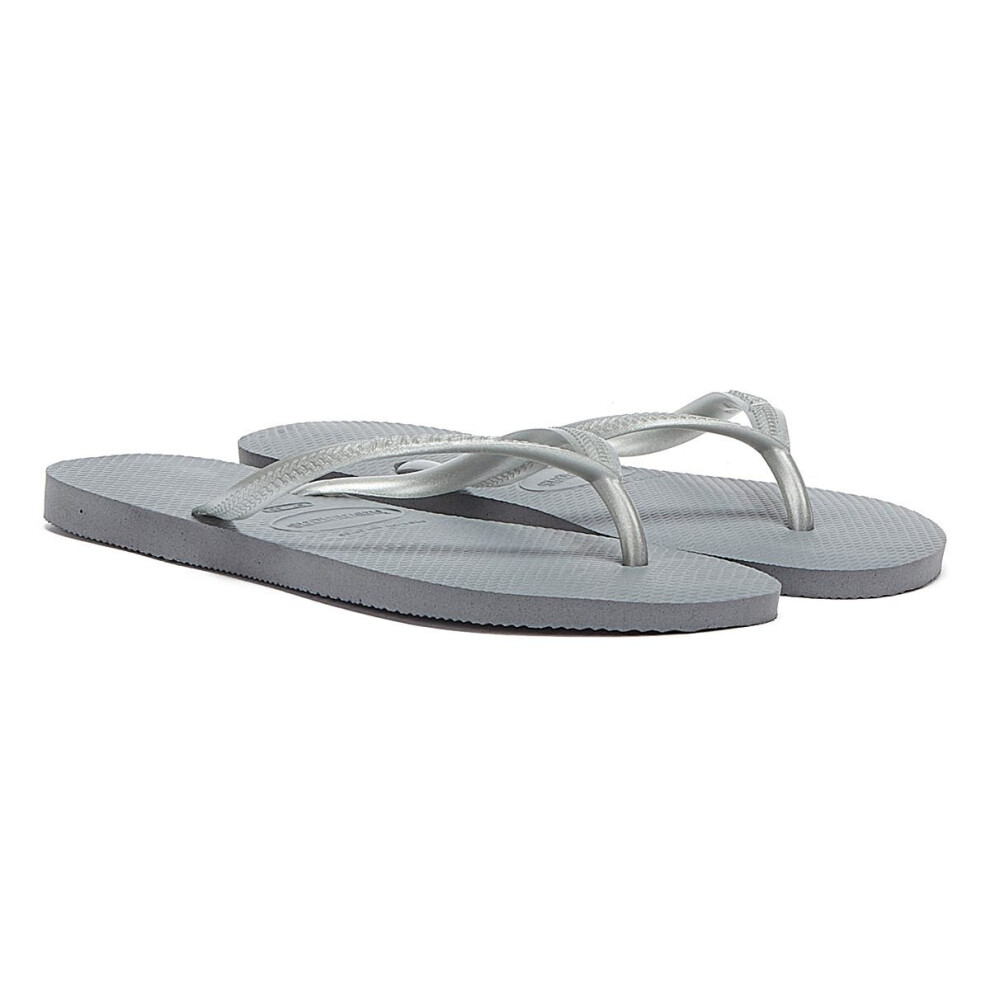 Havaianas Womens Steel Gray Slim Flip Flops-UK 8
