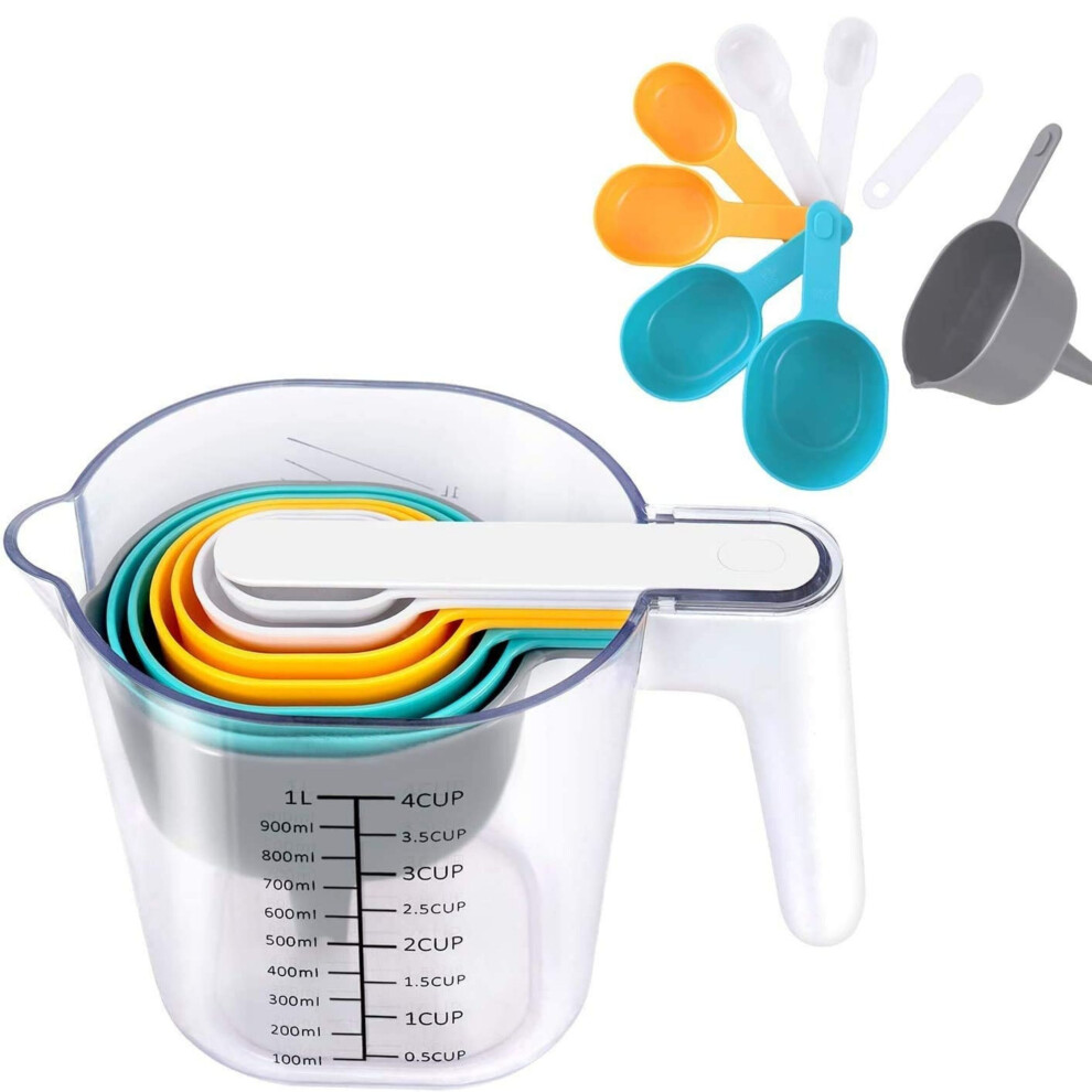 GEEZY 9pcs Stackable Measuring Cups & Spoons Set For Baking Cooking Kitchen Supplies