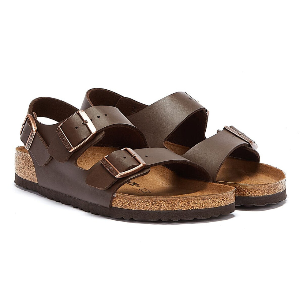 Women's Birkenstock Milano Birko Flor Dark Brown Sandals - Size: 11