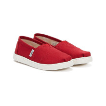 (UK 1) TOMS Youth Red Canvas Classic Espadrilles