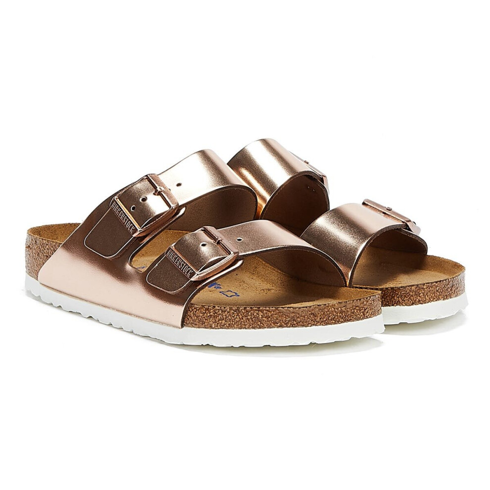 (UK 7) Birkenstock Womens Metallic Copper Arizona Sandals