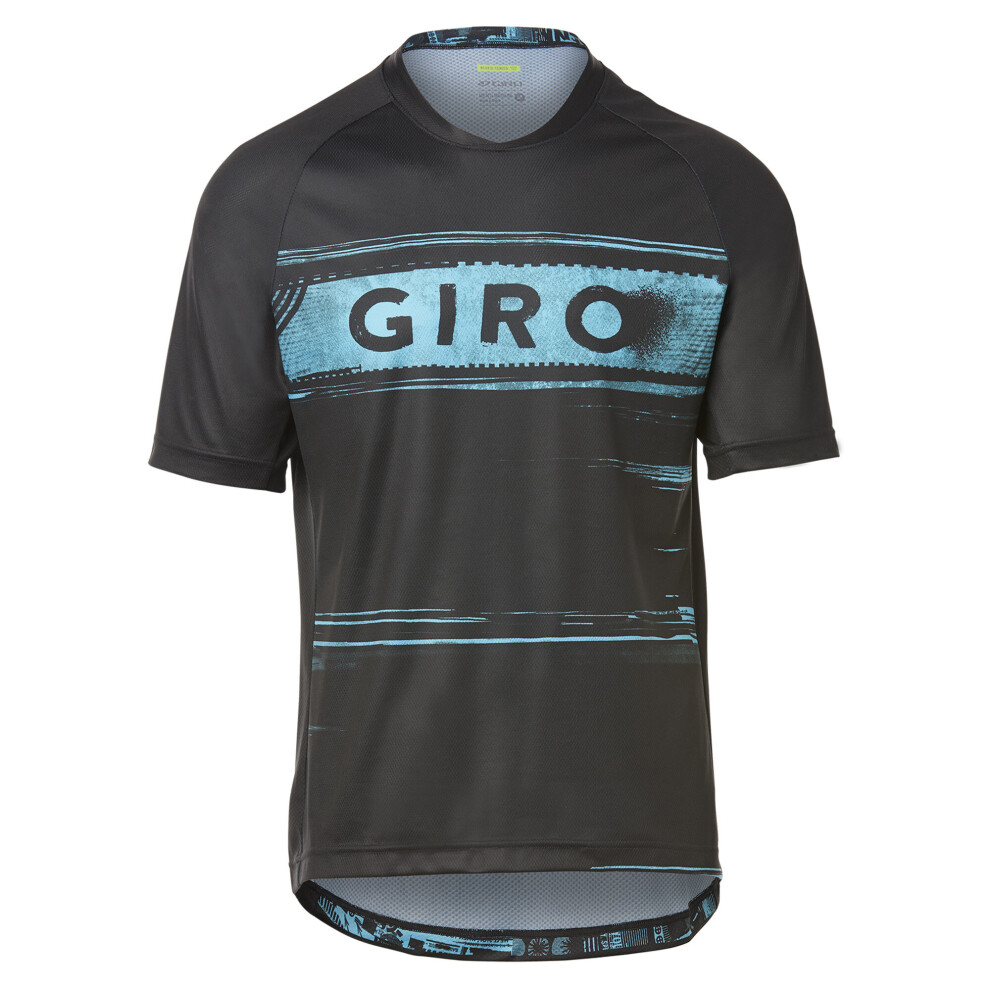 (S, Black / Iceberg Hypnotic) Giro Roust Short Sleeve MTB Jersey