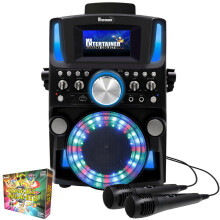 (Wired, 200 Songs) Groovebox Bluetooth CDG Karaoke Machine. Built in Screen & Disco Lights
