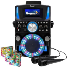 (Wired, 600 Songs) Groovebox Bluetooth CDG Karaoke Machine. Built in Screen & Disco Lights