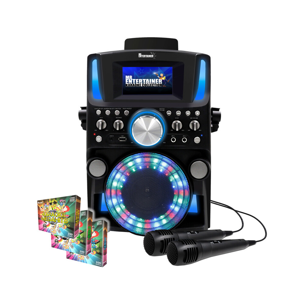 Mr Entertainer's Karaoke Collection (Wired, 600 Songs) Groovebox Bluetooth Cdg Karaoke Machine. Built In Screen & Disco Lights