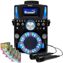 (Wired, 1000 Songs) Groovebox Bluetooth CDG Karaoke Machine. Built in Screen & Disco Lights