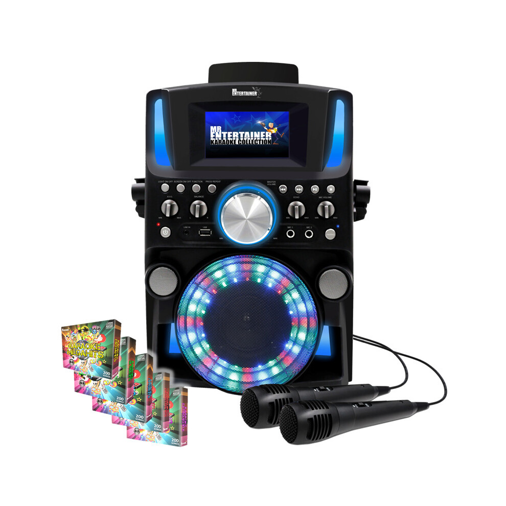 Mr Entertainer's Karaoke Collection (Wired, 1000 Songs) Groovebox Bluetooth Cdg Karaoke Machine. Built In Screen & Disco Lights
