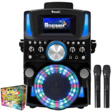 (Wireless, 200 Songs) Groovebox Bluetooth CDG Karaoke Machine. Built in Screen & Disco Lights