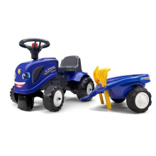 New Holland Ride-On & Push-Along Tractor with Trailer & Tools for 1 Year Kids, Blue