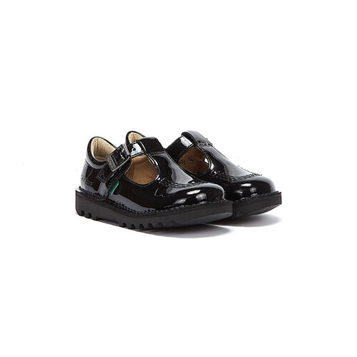 KicKers (UK 8 Infant) Kickers Infant Black Kick T Bar Patent Leather Shoes