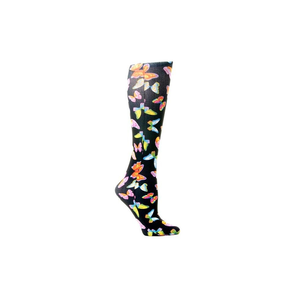 Betterbrand Black 20-30 Mmhg Compression Sock With Butterflies Pattern, - Queen