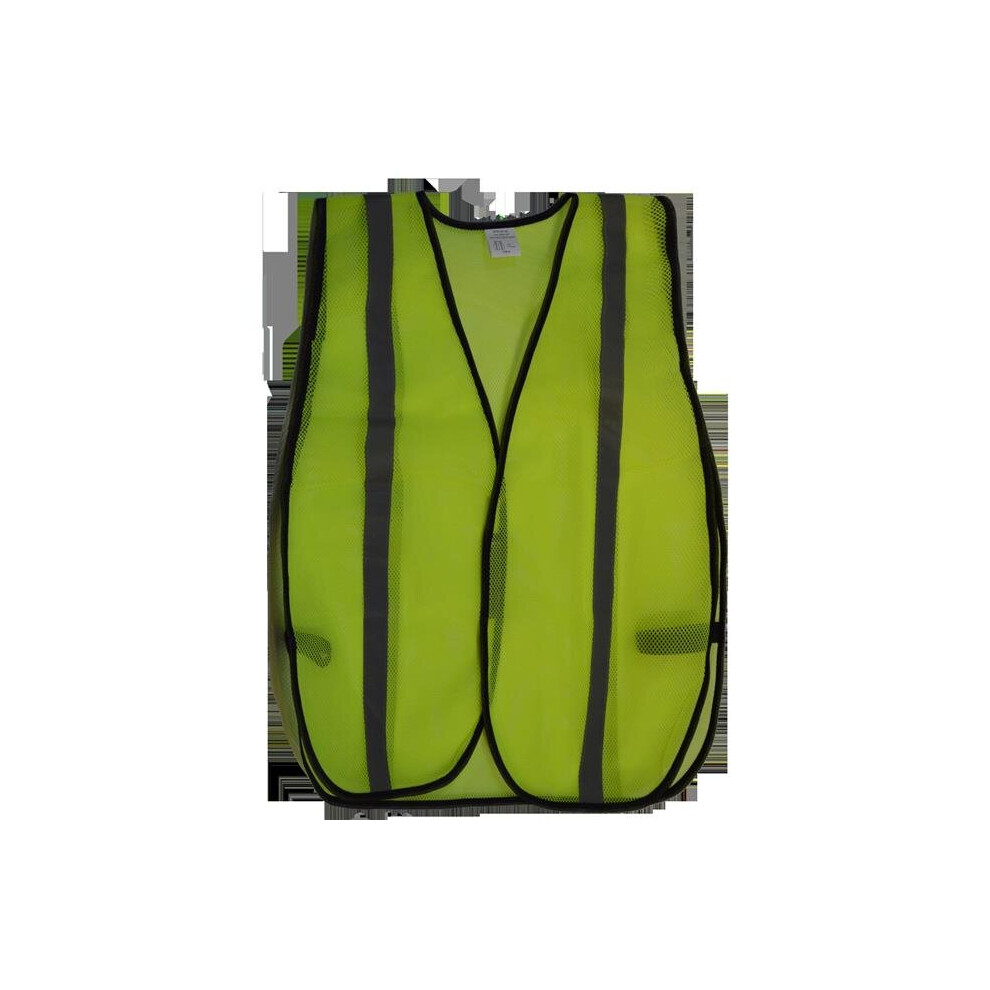 Safety Vest Lime Mesh Silver Reflective Tapes, Universal 756873404727