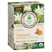 Traditional Medicinals, Chá Orgânico de Turmeric com Meadowsweet & Gengibre, Sem Caféina, 16 Sacos de Chá, 1.13 oz (32 g)