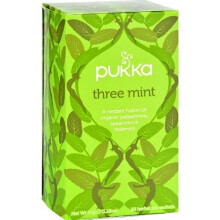 Pukka Herbs, Organic Herbal Tea, Three Mint, Caffeine Free, 20 Sachets, 0.05 oz (1.6 g) Each