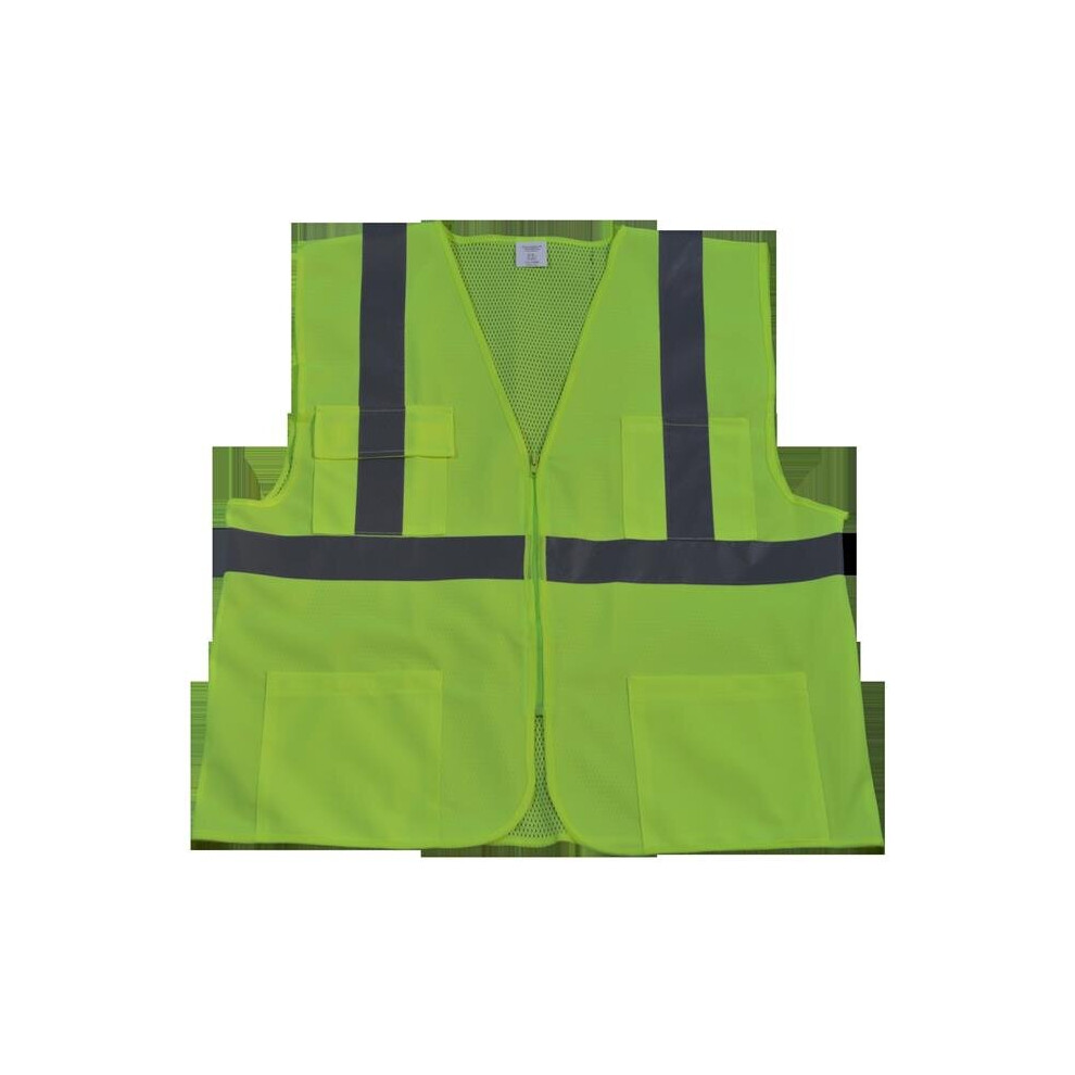 Lv2-Fsmb-L-Xl Safety Vest Ansi Class 2 Front Solid Mesh Back, Lime - Large & Extra Large 756873384524