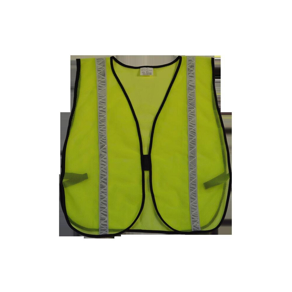Safety Vest Lime Mesh White High Gloss Reflective Tapes, Universal 756873387037