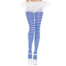7471-ROYAL BLUE-WHI Striped Tights, Royal Blue & White