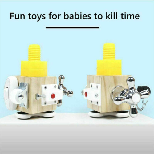 Baby Busy Board Lock Cube Activity Fidget Educational Train Skills Sensory Toy 2