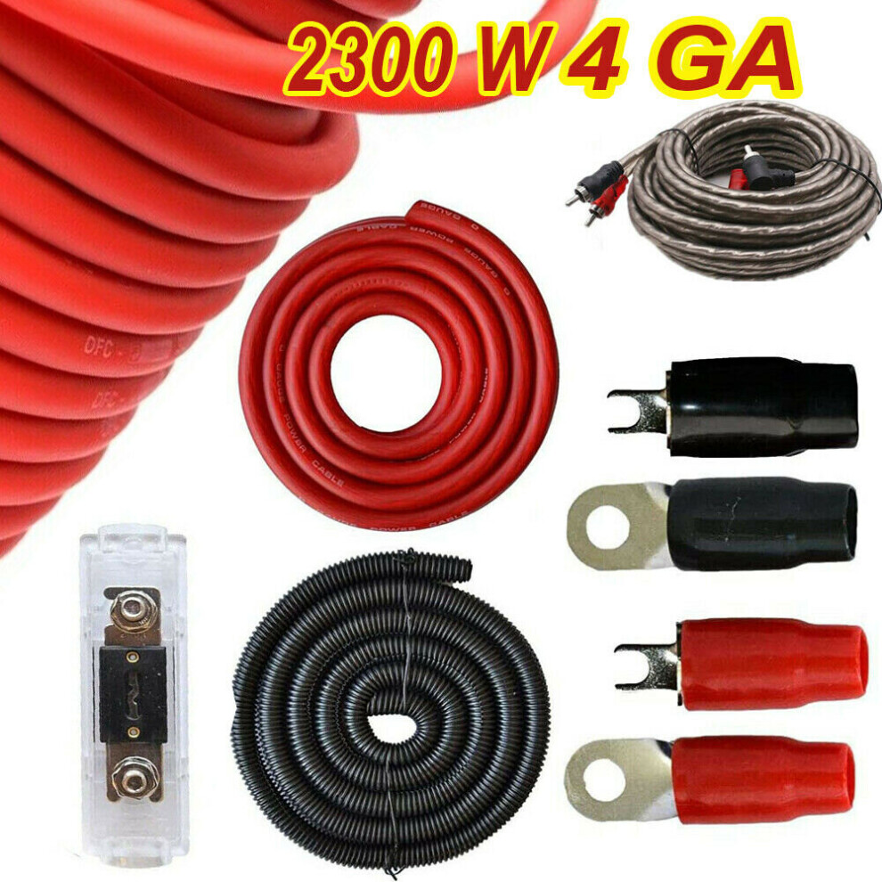 2300W 4 Gauge Car Amplifier Cable Wiring Power Amp Rca Wire Kit Audio 097325002802