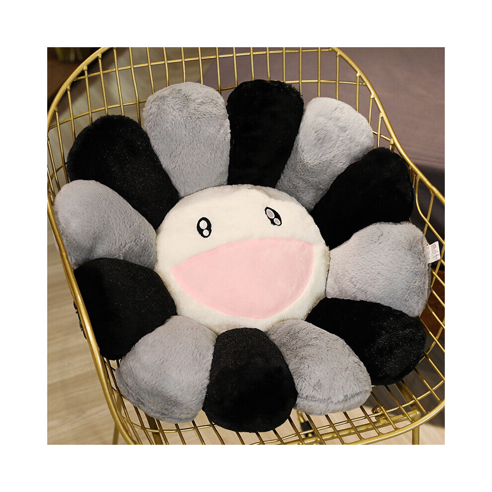 ( 60Cm/23.6In) 40Cm/60Cm Takashi Murakami Rainbow Flower Pillow Plush Colorful Stuffed Gift Black/Gray