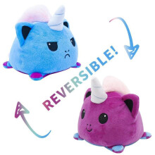 (Blue Purple) Reversible Flip Unicorn Plush Stuffed Toy Soft Animal Cute Doll Children Baby