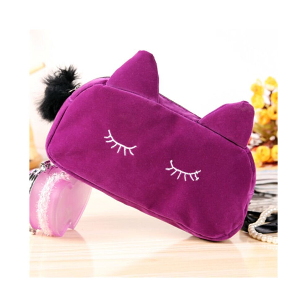 (Purple-B) Cute Cat Children Girls Tassel Messenger Bag Mini Coin Purses Handbags Wallet