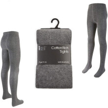(Charcoal Grey, 9-10 YEARS) Children's Kids Unisex Cotton Rich School Tights