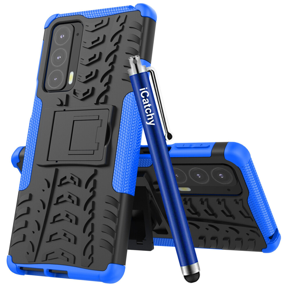 (Blue) iCatchy for Motorola Edge 20 Case Heavy Duty Hard Tough Dual Layer Hybrid Shockproof kickstand Cover-image-OPC-P8N29DK-NEW