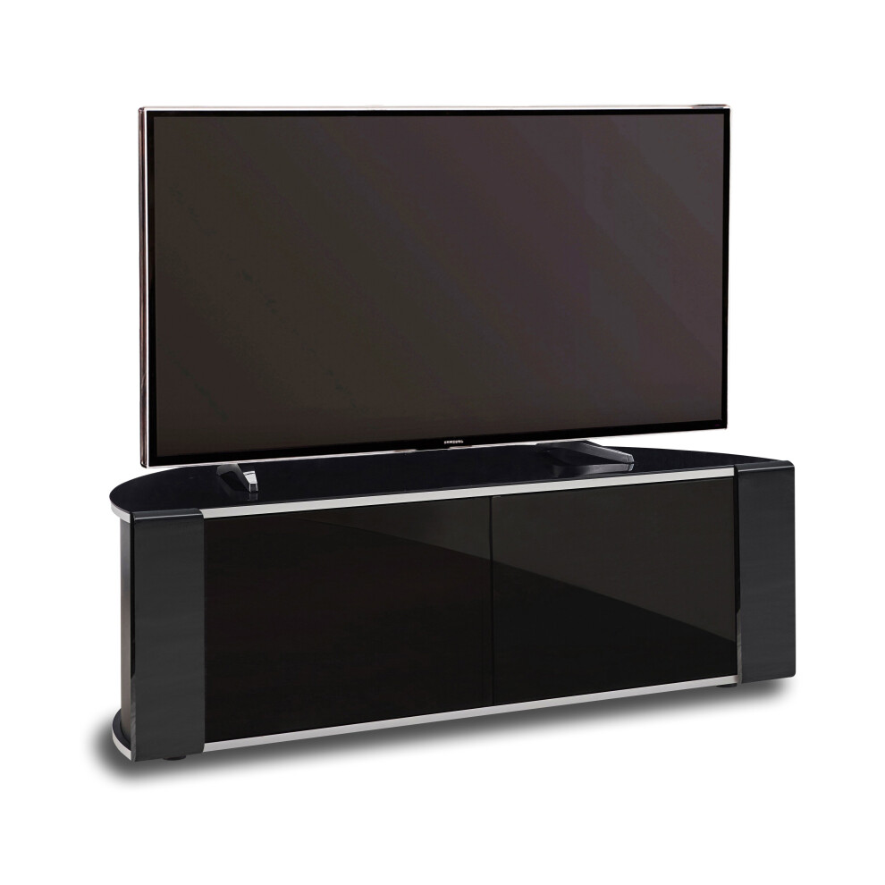 MDA Designs Sirius 1200 Remote Friendly Beam Thru Glass Door Gloss Piano Black for TVs of up to 52 Inch TV Stand