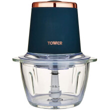 Tower Cavaletto T12058MNB Glass Bowl Chopper, 1L, 350W, Blue & Rose Gold