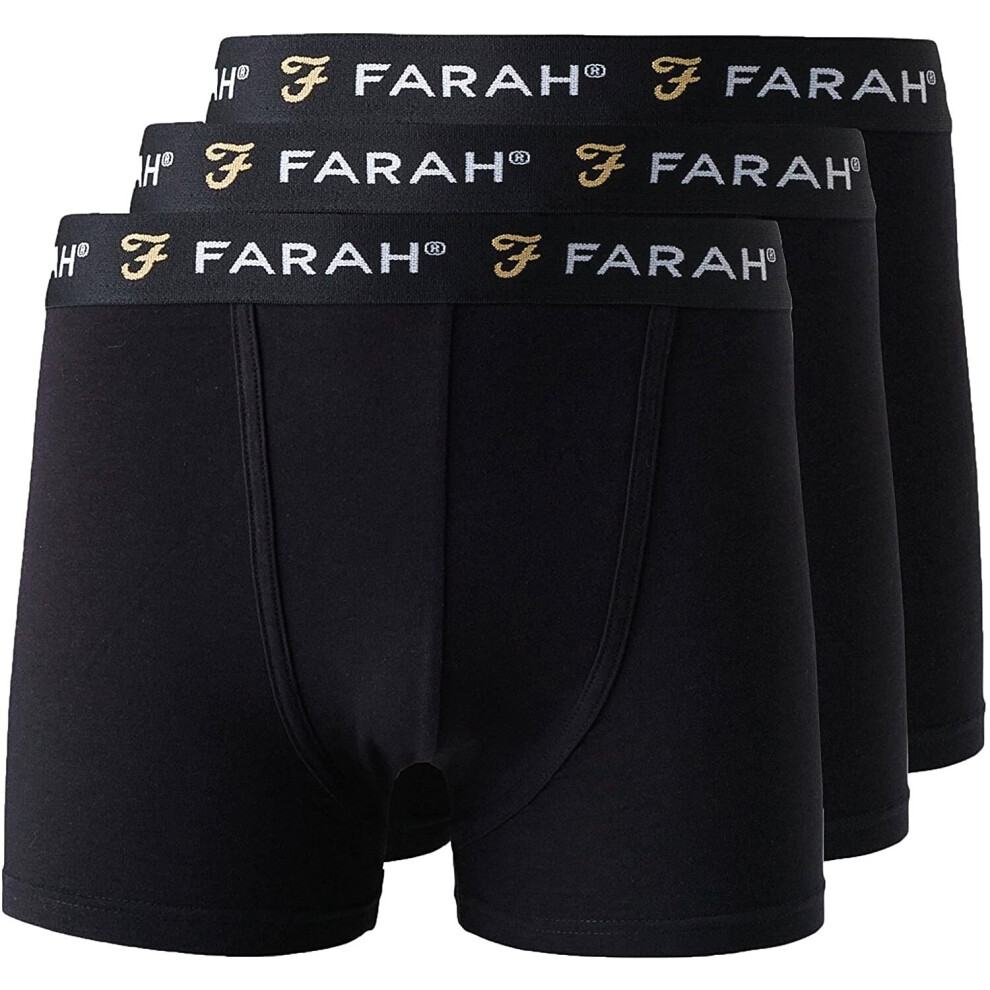 (Black, XL) Farah Designer Mens Boxer Shorts 3 Pack Gift Set