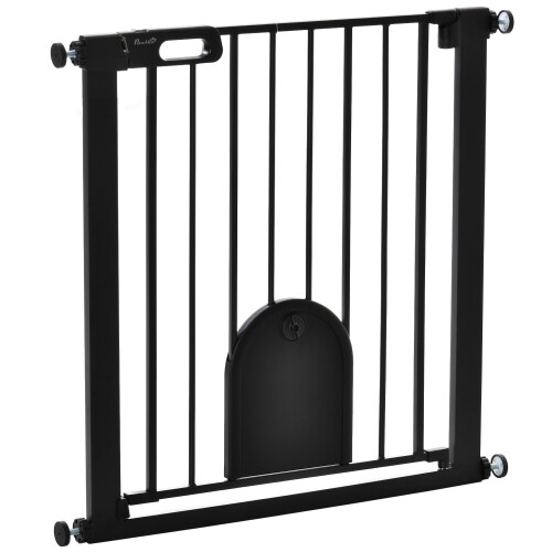 PawHut 7582 cm Pet Safety Gate Pressure Fit Stair w/ Small Door Double