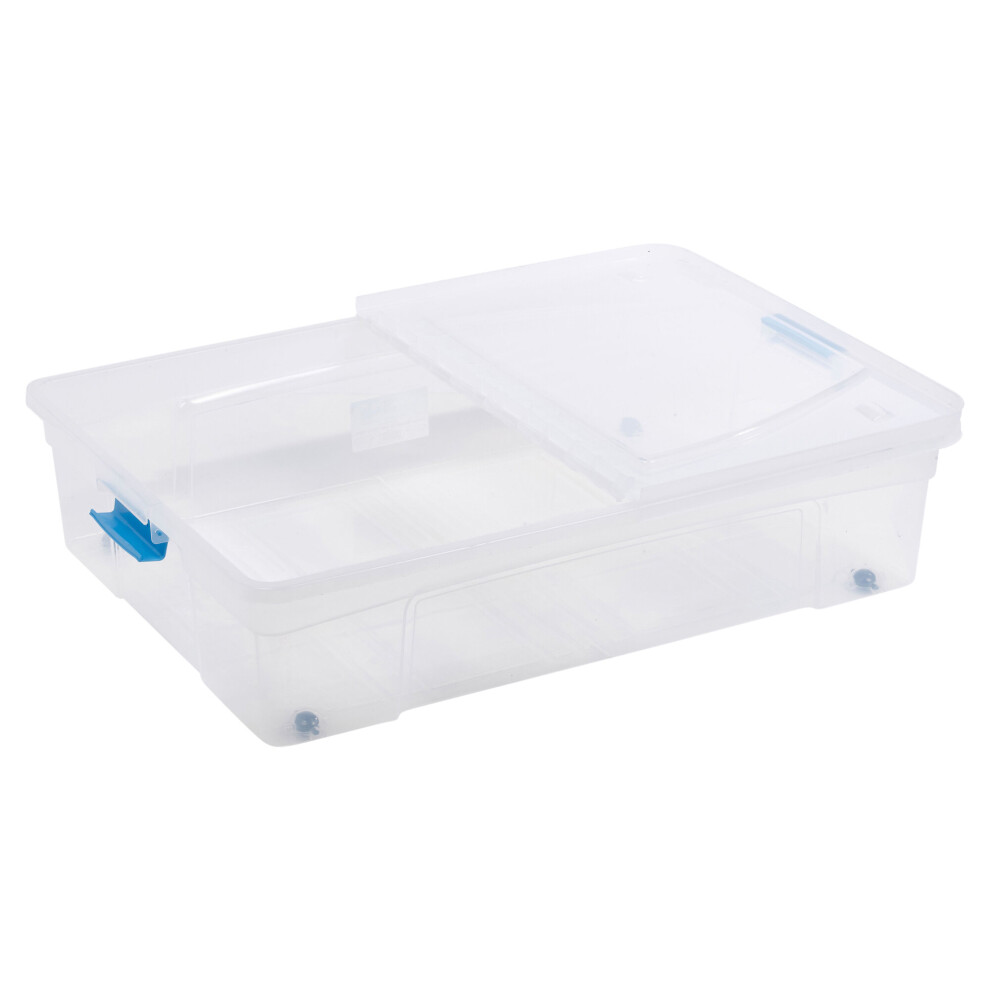 (3) 80L Plastic Storage Folding Lid Wheels Container