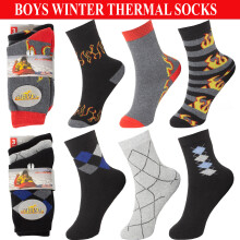 (4-6.5) 3 Pairs Boys Thermal Socks Kids Thick Boot Sock