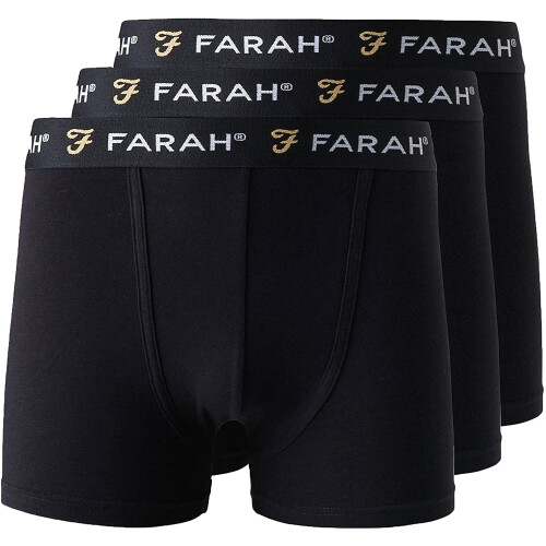 Farah (Black, L) Farah Designer Mens Boxer Shorts 3 Pack Gift Set