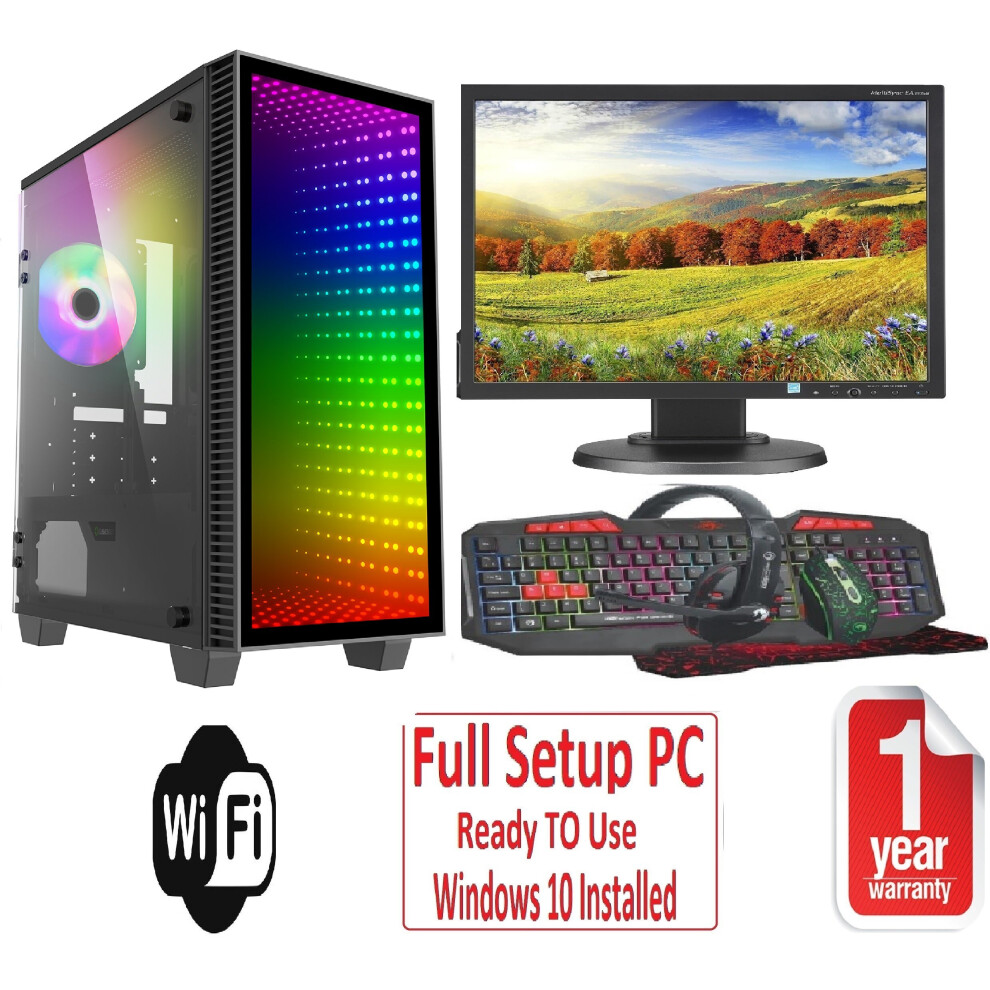 Computek Fast Gaming Pc Bundle - I5 16Gb Ram 1Tb+240Gb Ssd Gtx1050ti 4Gb 22'' Monitor Abyss Midi