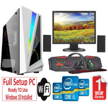 Fast Gaming PC Bundle+Bk Speakers - i5 8GB RAM 1TB GT710 2GB 19'' MARS WHITE - Refurbished