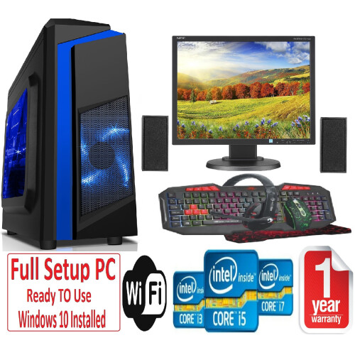 Fast Gaming PC Bundle+Bk Speakers - i5 8GB RAM 1TB GT710 2GB 19'' F3 BLUE