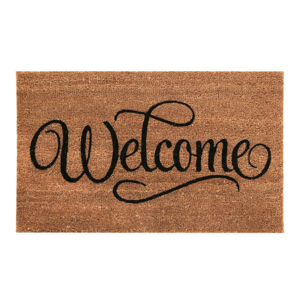 Premier Housewares Welcome Doormat Pvc Back Durable Natural Coir