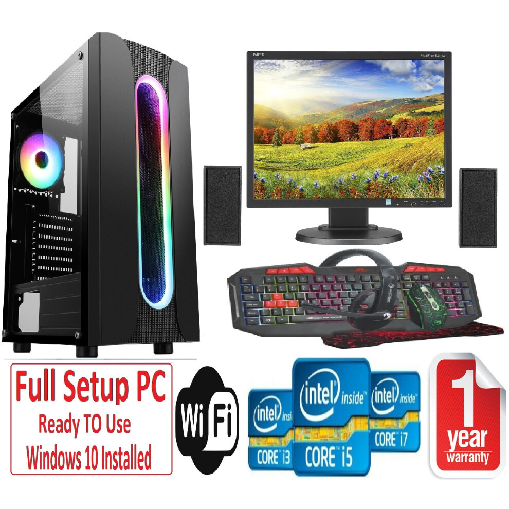 Fast Gaming PC Bundle+Bk Speakers - i5 8GB RAM 1TB GT710 2GB 19'' SAURON-image-OPC-P8N2TMF-REFURBISHED