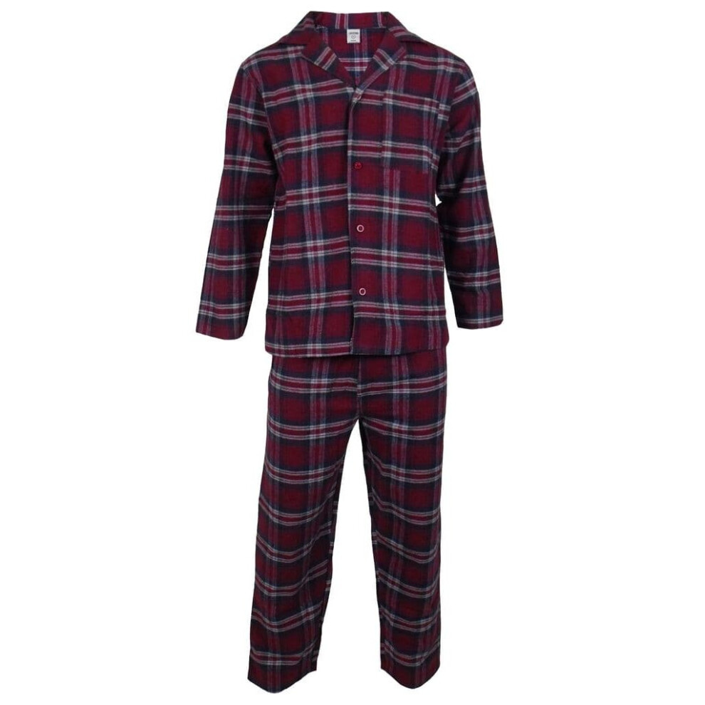 (3XL, Burgundy Tartan) Men's Cotton Flannel Brush Cotton Pyjamas