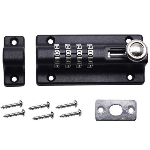 Keyless 4 Digit Combination Slide Lock Locking Security Bolt Padlock Gate Door 1